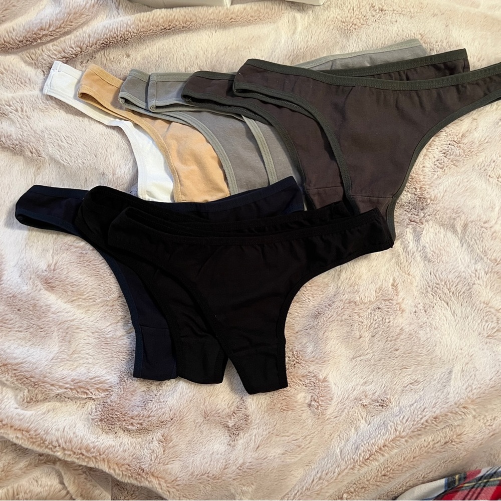 Amazon, Thong, 100% Cotton, Medium, Bundle (9)
